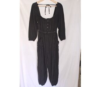 Daily Practice Anthropologie Mayotte Jumpsuit Black‎ Long Sleeve Jogger Square S